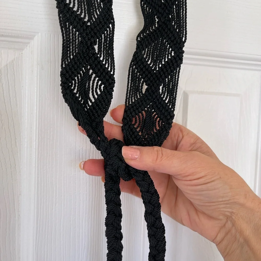 Boho Black macramé belt-OS